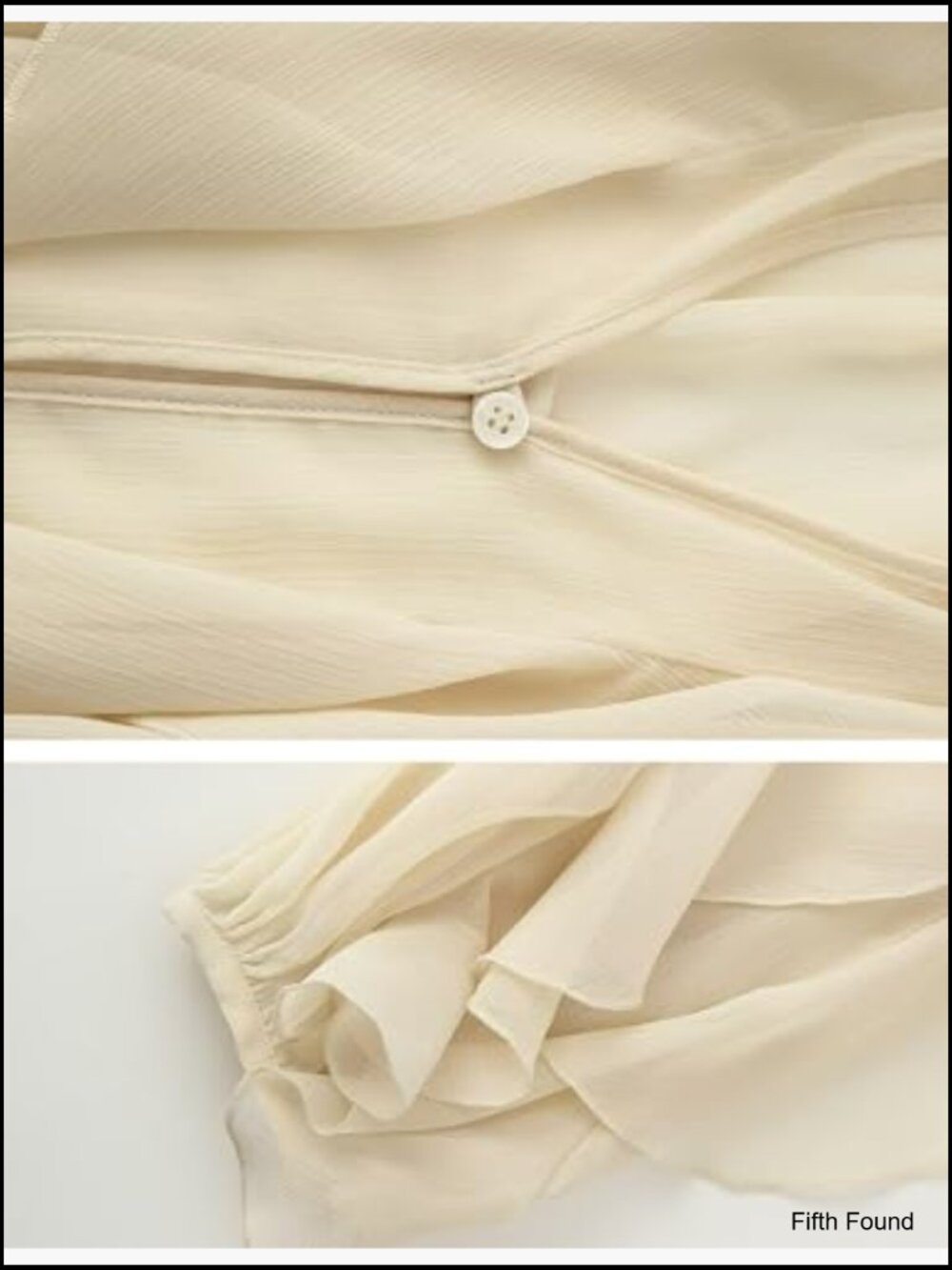 Ruffled Multi-Layered Semi Sheer V-Neck Blouse Long Sleeve Button Down Chiffon - Picture 5 of 7
